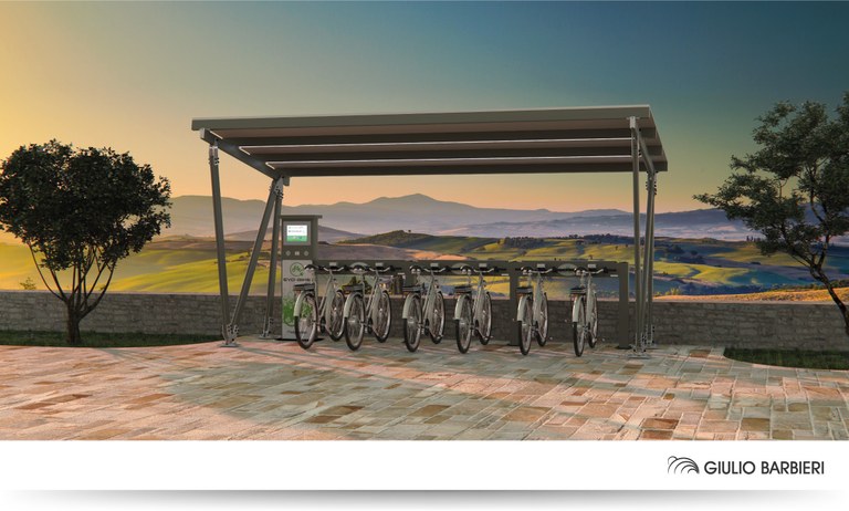 Solarcarport Pensilsole und Evo-Bike Ladestation