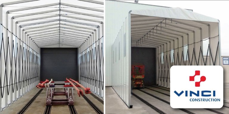 Retractable canopy for paint factory plants