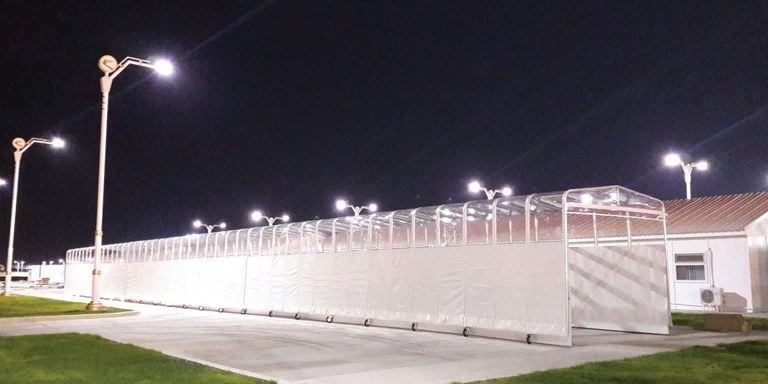Retractable covered walkway for the Turkmenistan Airport