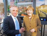 Germany - Angela Merkel analyses the eco-friendly project of Rügen involving Giulio Barbieri