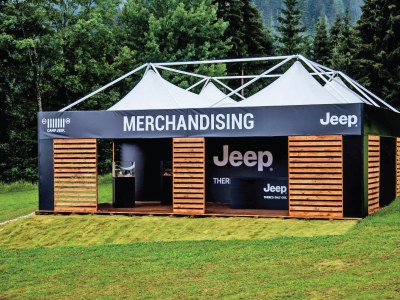 Giulio Barbieri gazebos welcome the participants to the Jeep Camp 2018