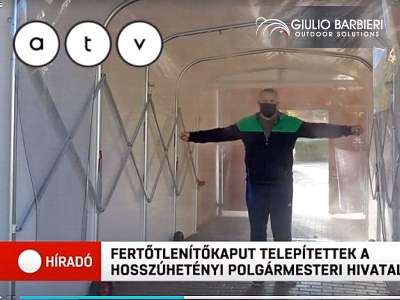 Le tunnel de désinfection Sanitary Gate sur une chaîne de télévision nationale Hongroise