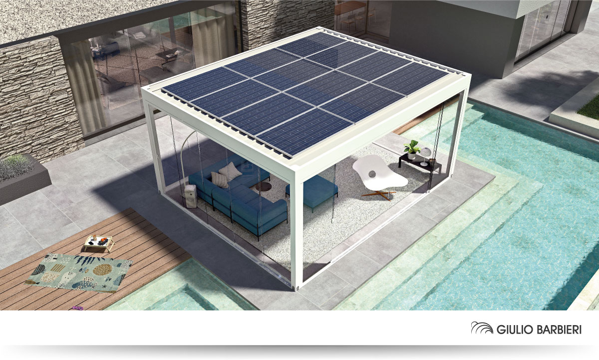 Pergola fotovoltaica in alluminio Eclettica Solar Power
